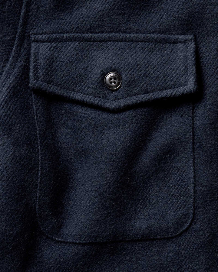 The Maritime Shirt Jacket in Dark Navy Moleskin Twill