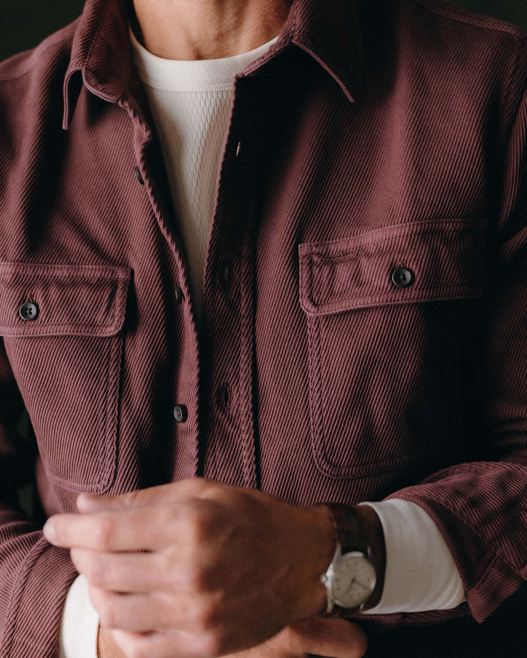 The Ledge Shirt in Dried Cherry Twill
