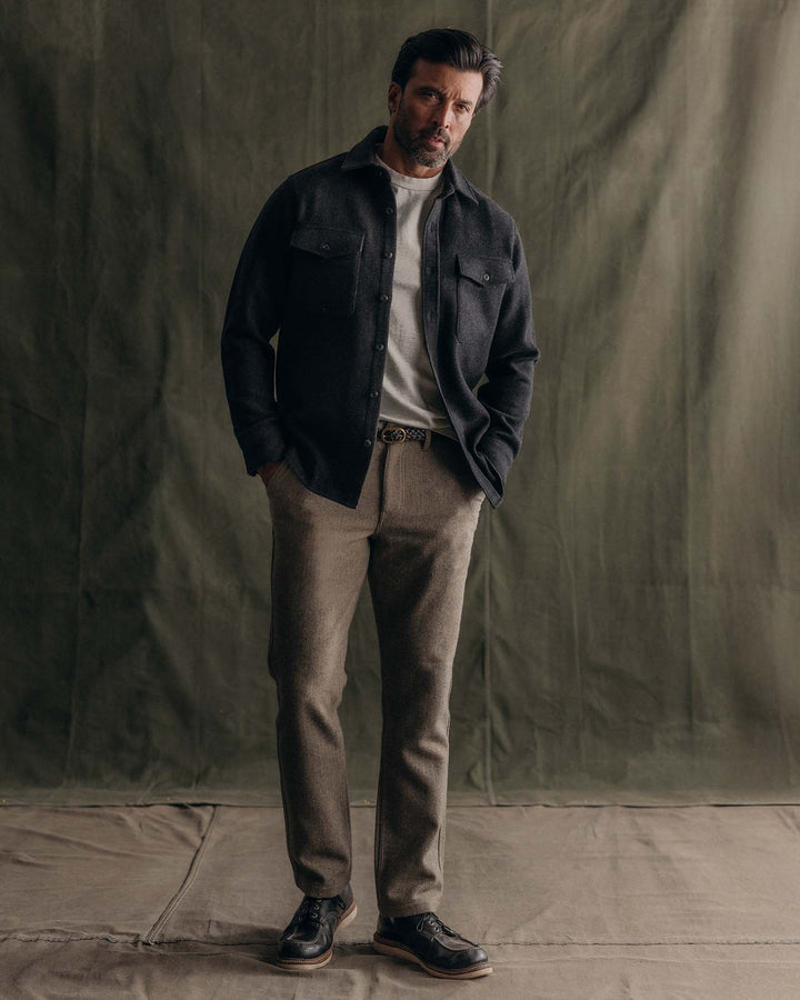 The Maritime Shirt Jacket in Heather Charcoal Wool
