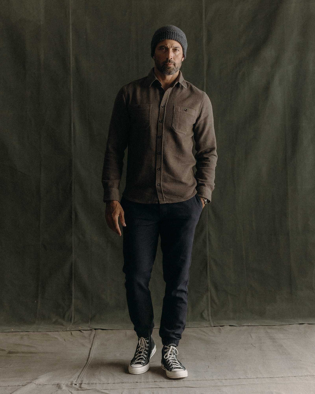 The Utility Shirt in Mulch Sashiko