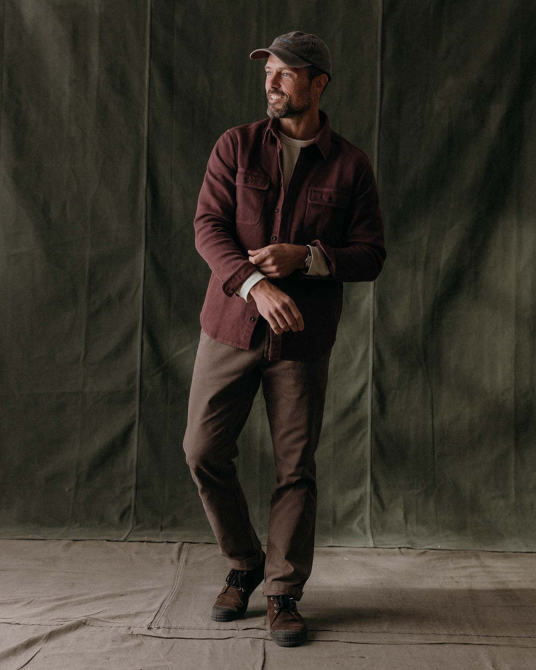 The Ledge Shirt in Dried Cherry Twill