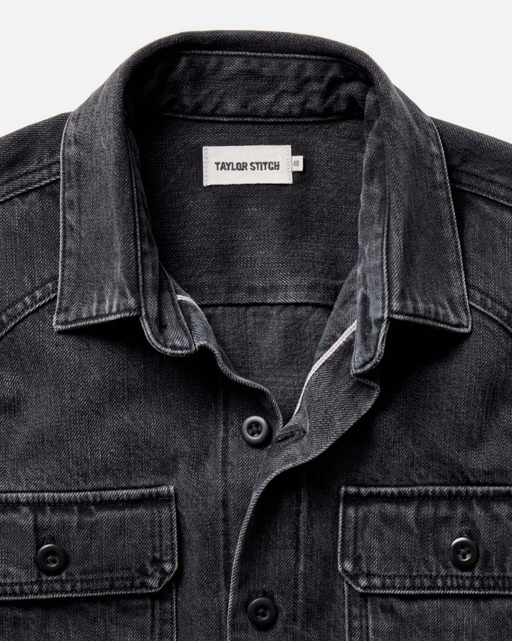 The Shop Shirt in Washed Black Organic Slub Selvedge