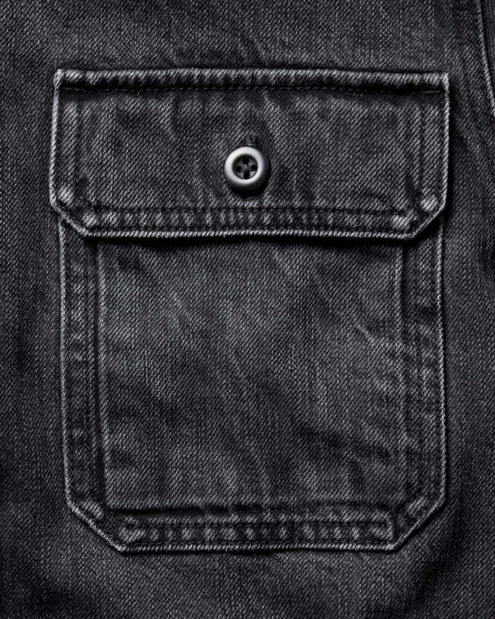 The Shop Shirt in Washed Black Organic Slub Selvedge