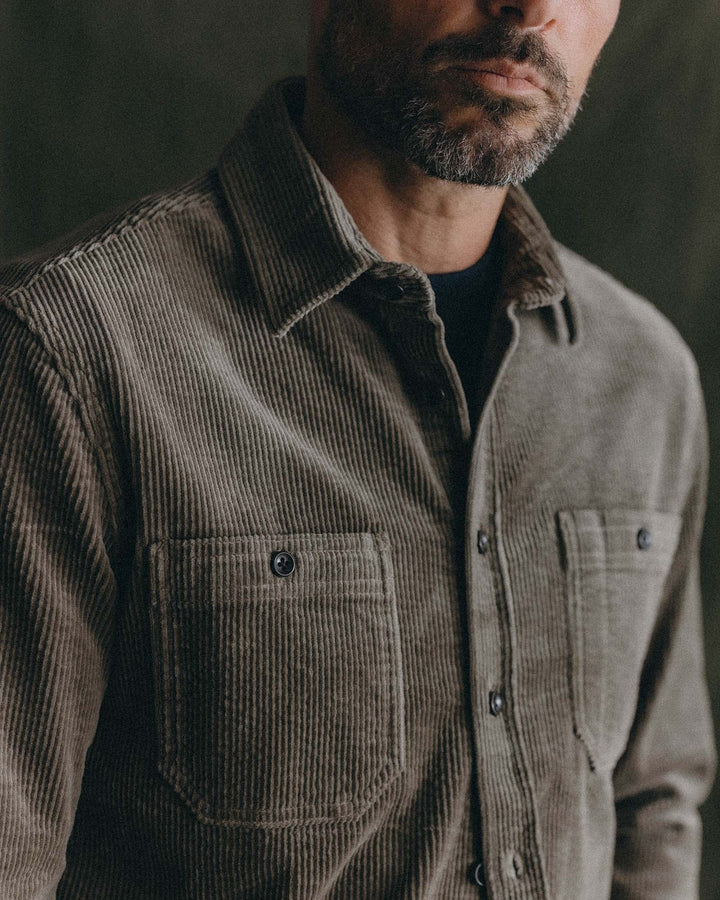 The Utility Shirt in Fatigue Olive Corduroy