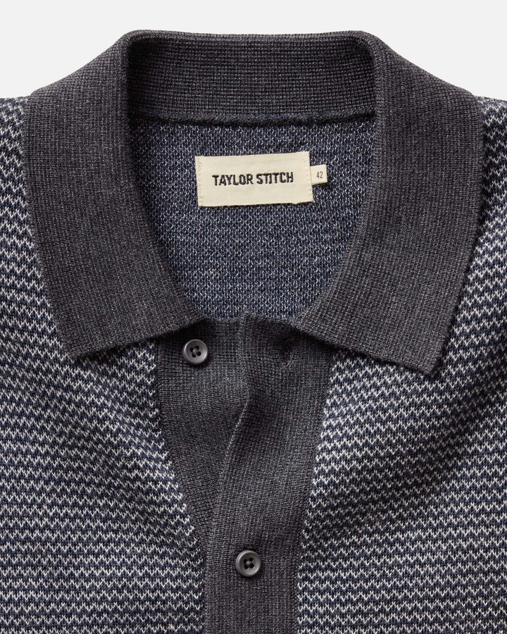 The Nichols Polo in Navy Birdseye Merino