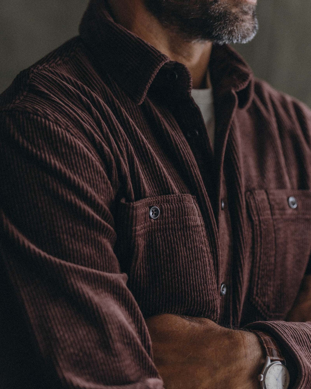 The Utility Shirt in  Burgundy Corduroy