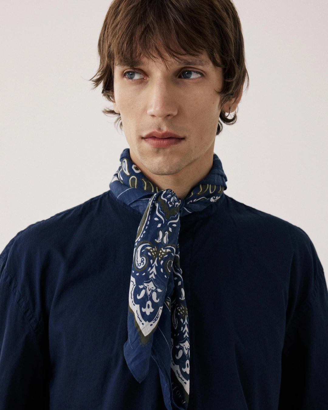 Navy Paisley Cotton Bandana