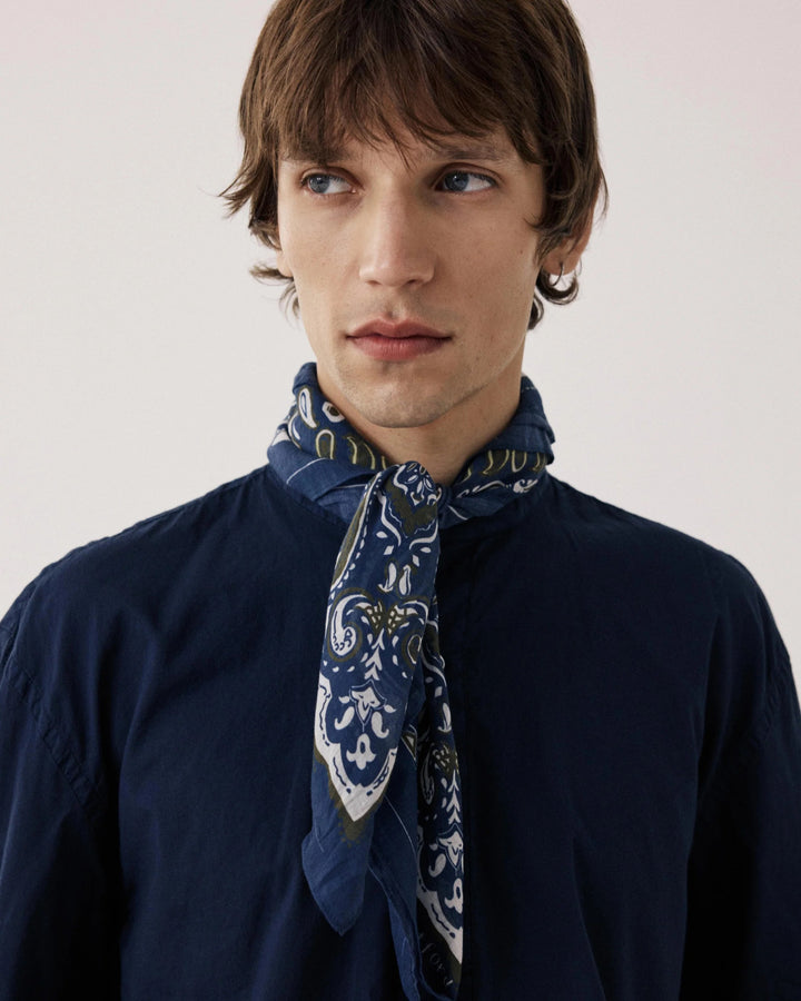 Navy Paisley Cotton Bandana