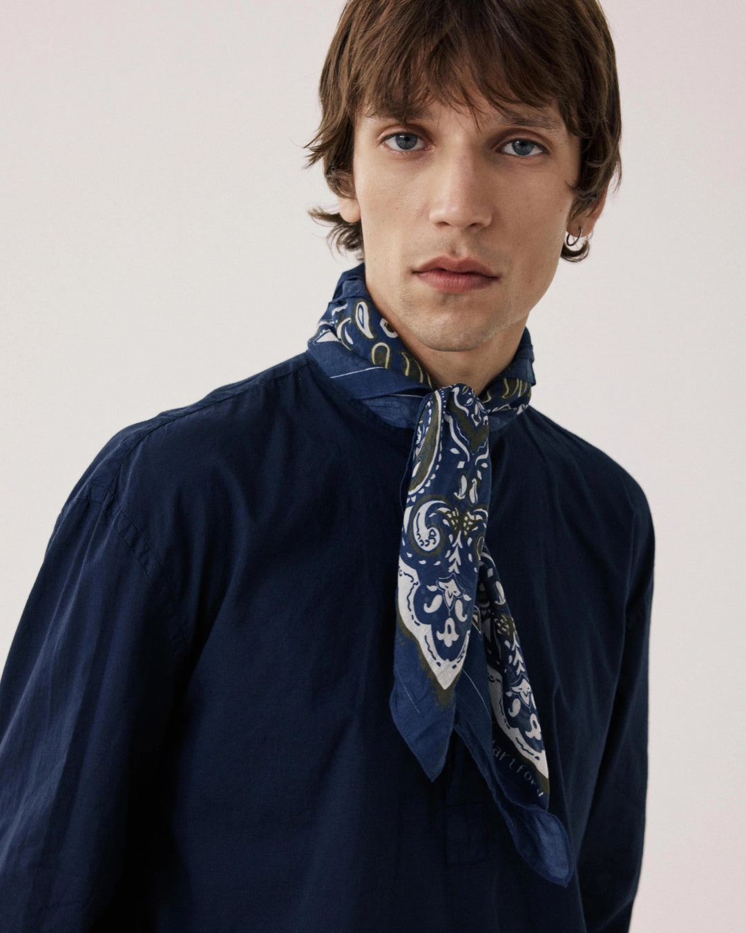 Navy Paisley Cotton Bandana