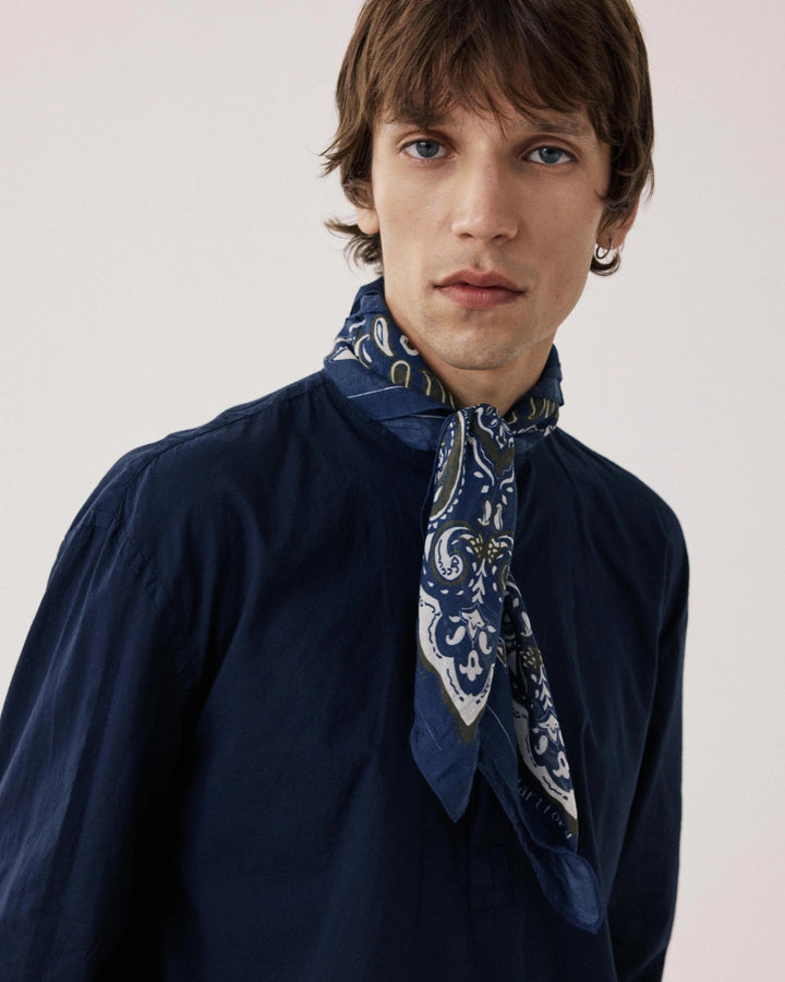 Navy Paisley Cotton Bandana