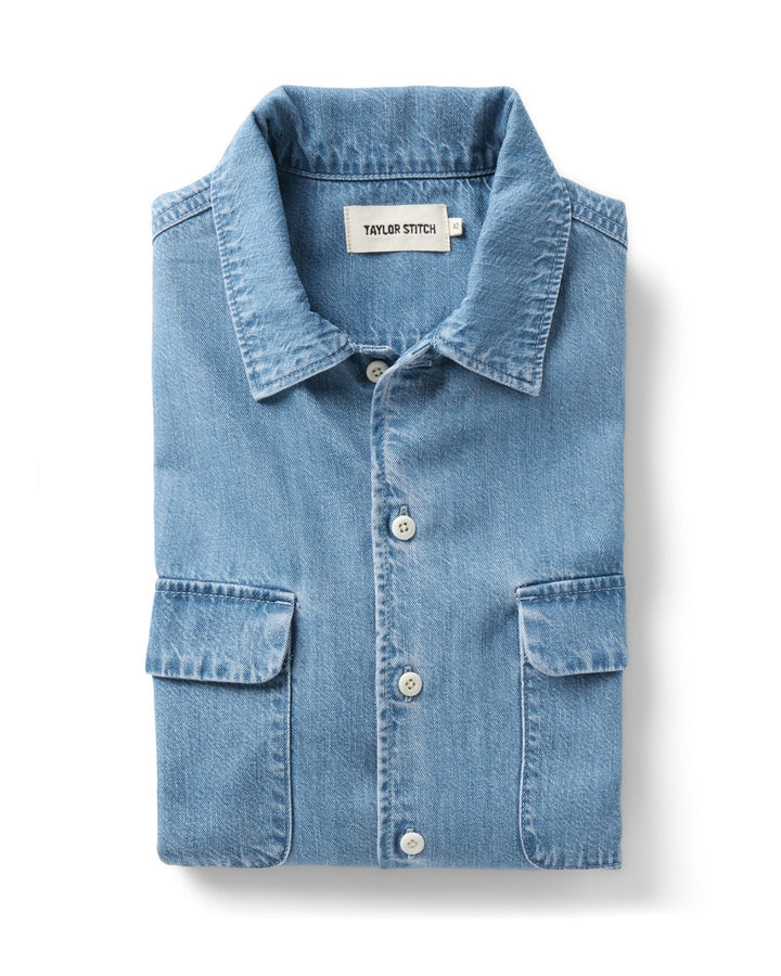 The Shore Shirt in Washed Indigo Twill