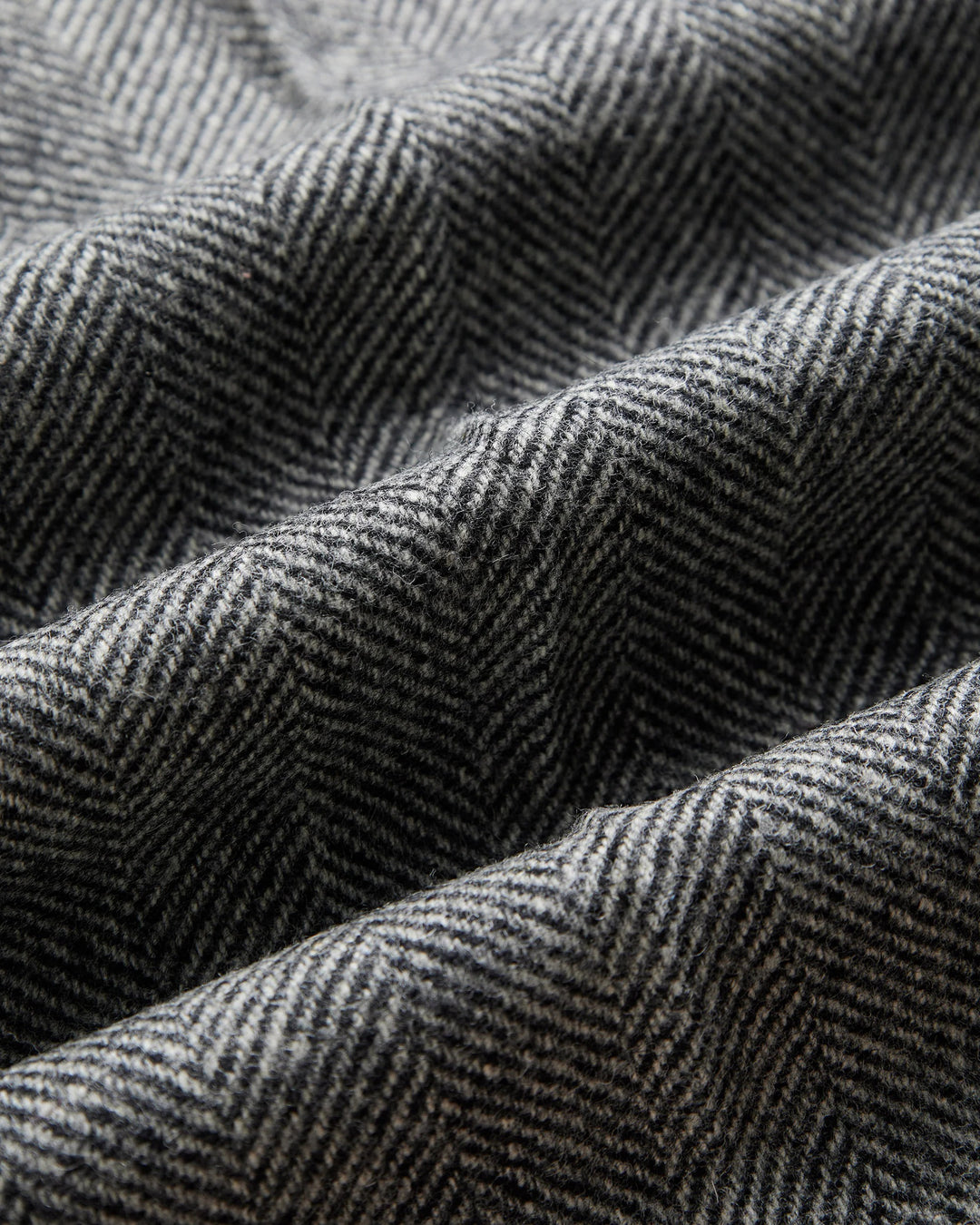 Single Pleat Herringbone Trousers in Grey Wool
