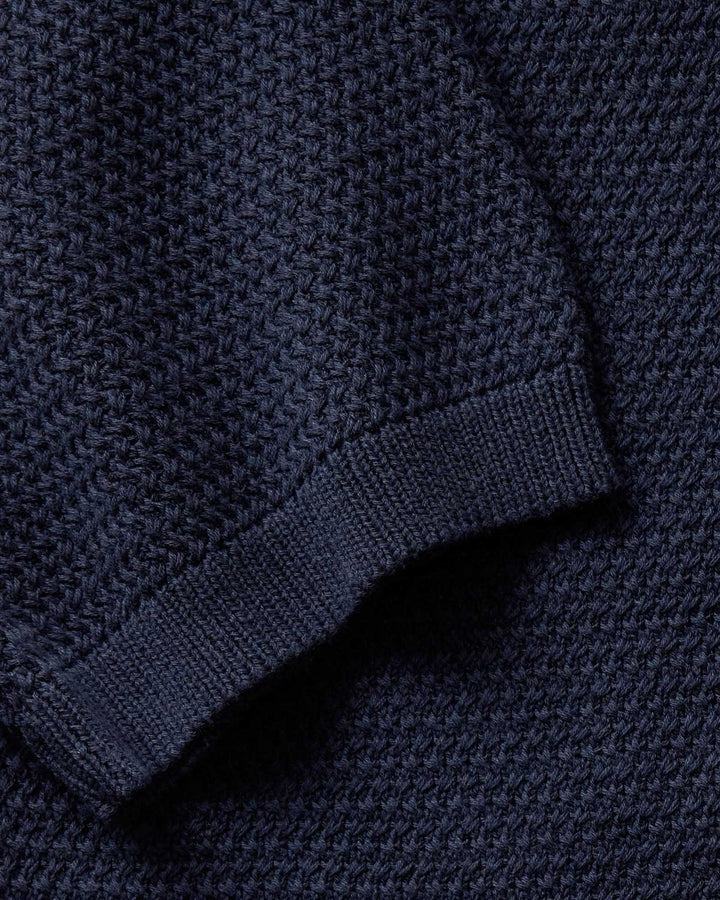 The Button Down Polo in Dark Navy Crochet