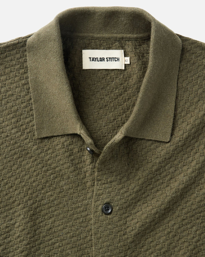 The Arlo Sweater Polo in Cilantro Texture Knit