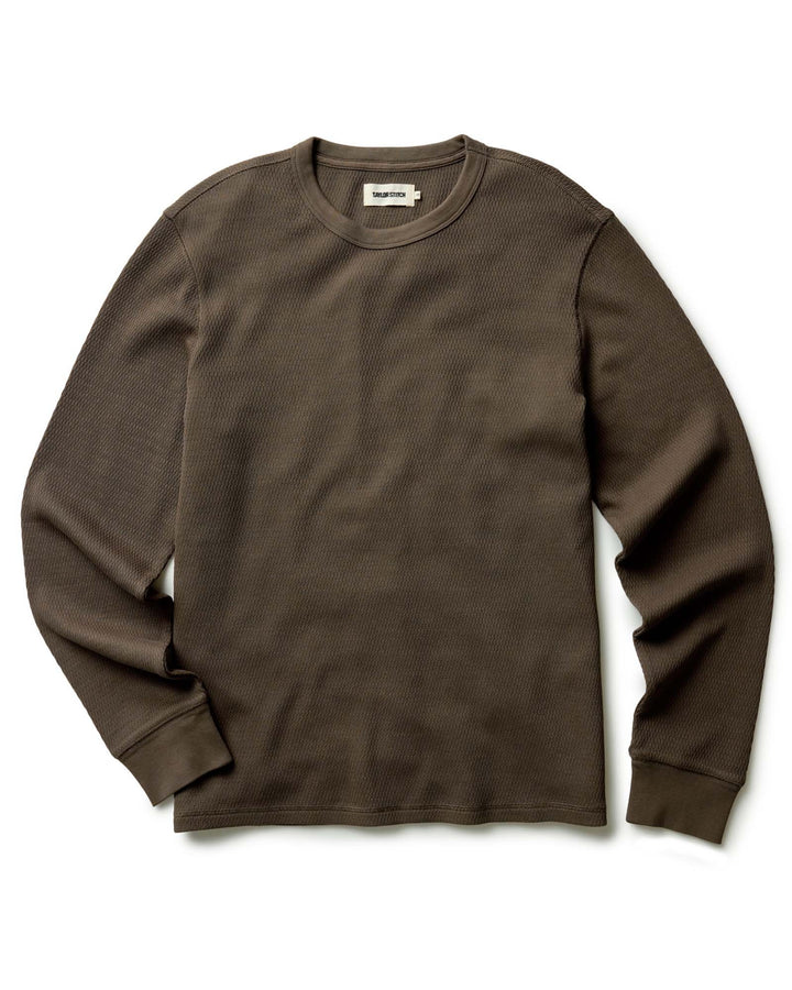 The Organic Cotton Crew in Fatigue Olive Waffle