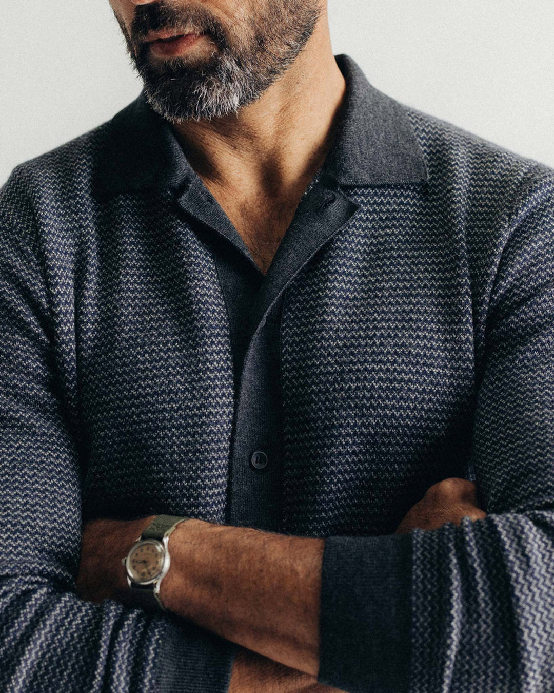 The Nichols Polo in Navy Birdseye Merino