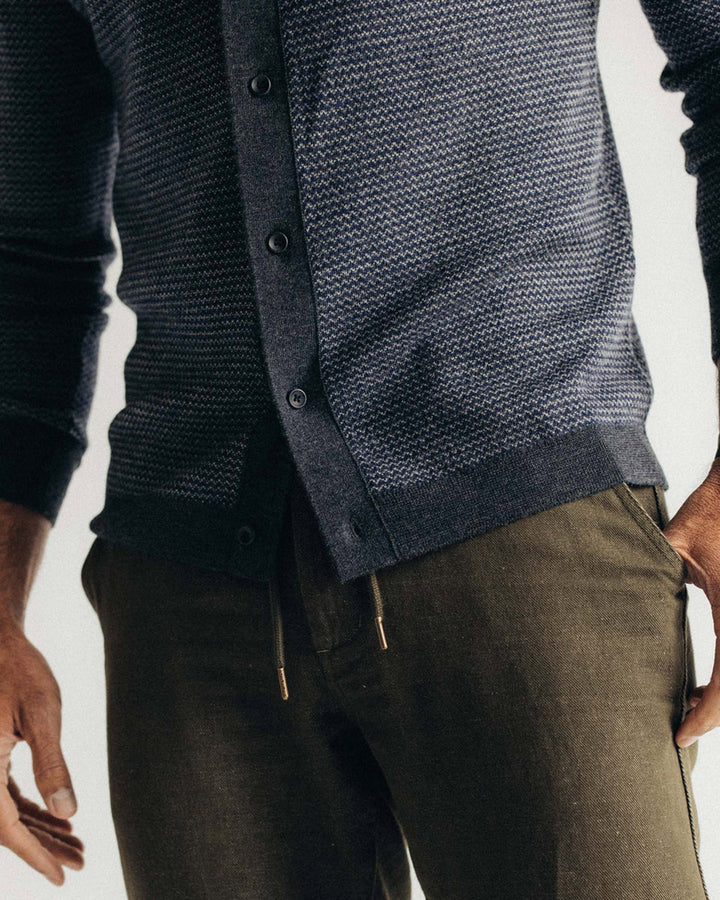 The Nichols Polo in Navy Birdseye Merino