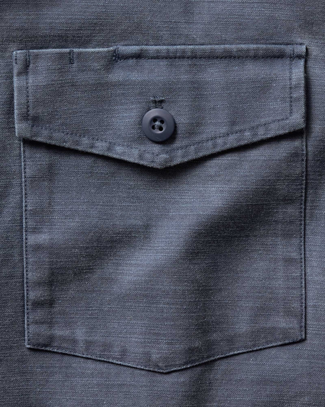 The Short Sleeve Surplus Shirt in Navy Reverse Sateen