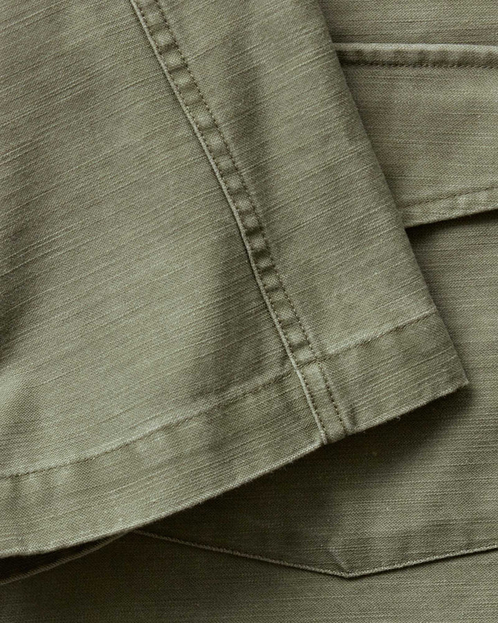 The Short Sleeve Surplus Shirt in Field Olive Reverse Sateen