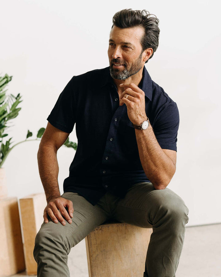 The Short Sleeve California in Rinsed Indigo Slub