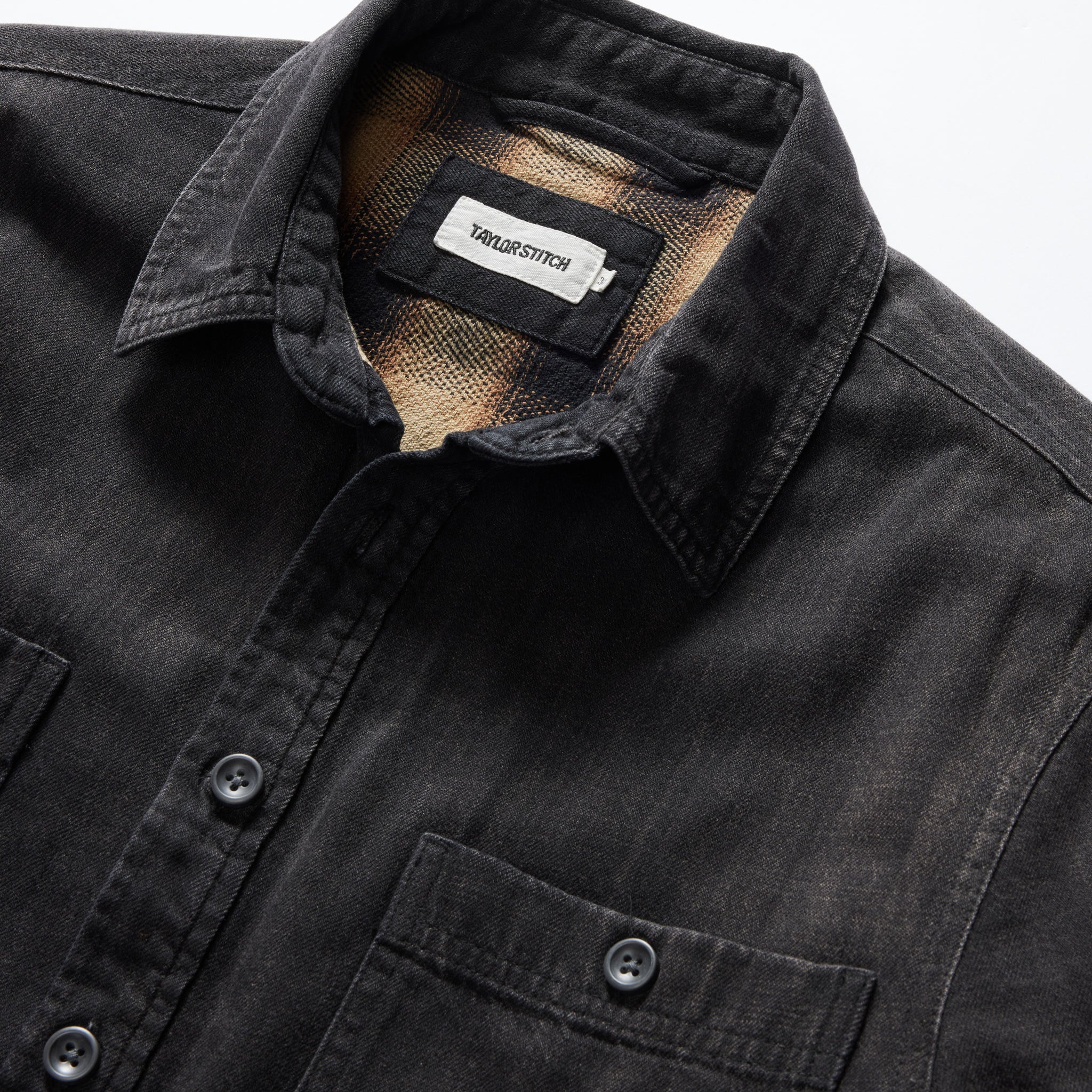 The Lined Utility Shirt in Washed Black Denim