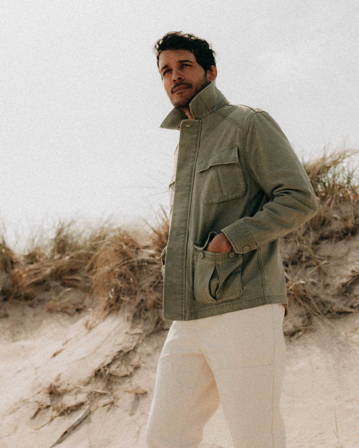 The Surplus Jacket in Field Olive Reverse Sateen