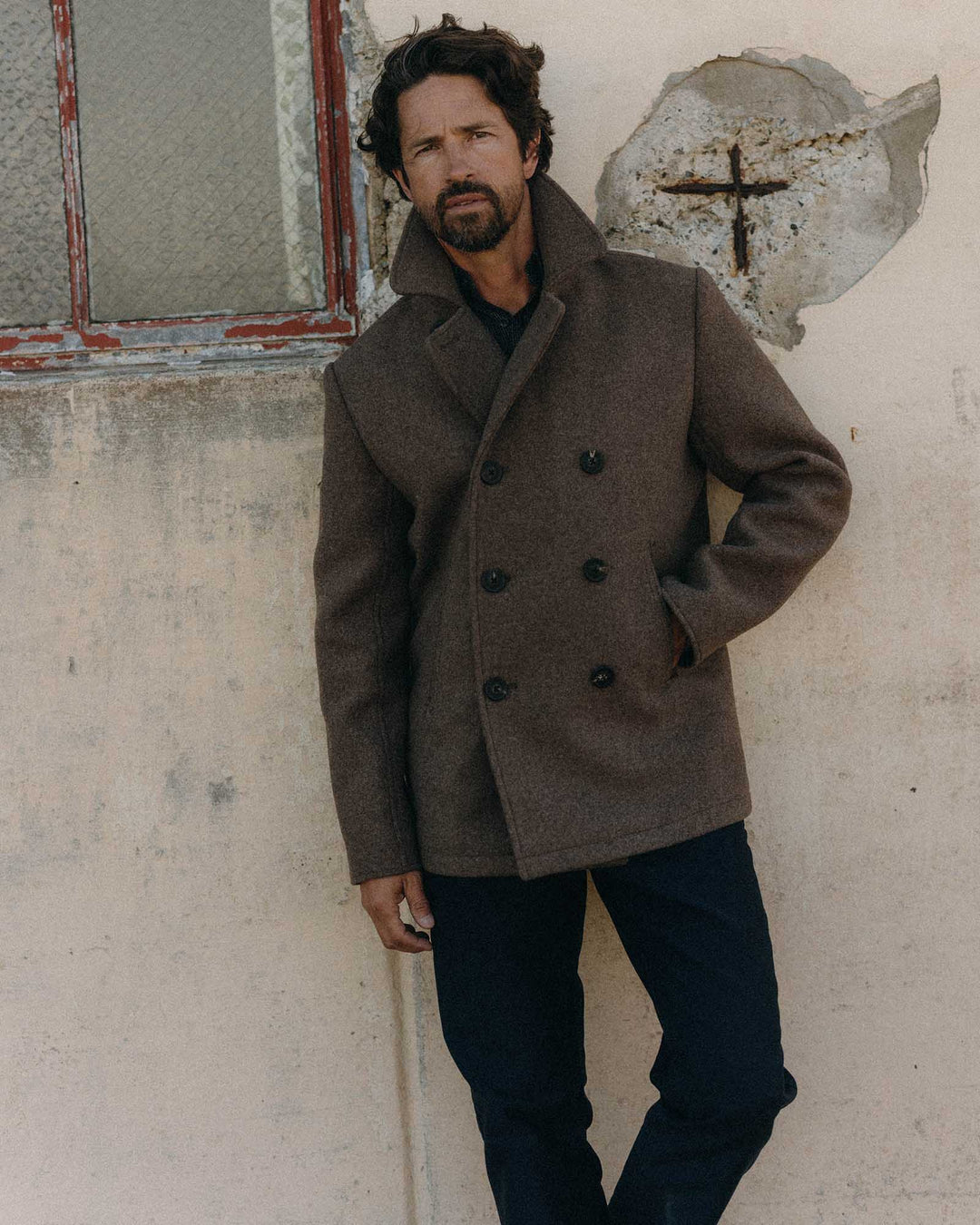The Mariner Coat in Sable Melton Wool
