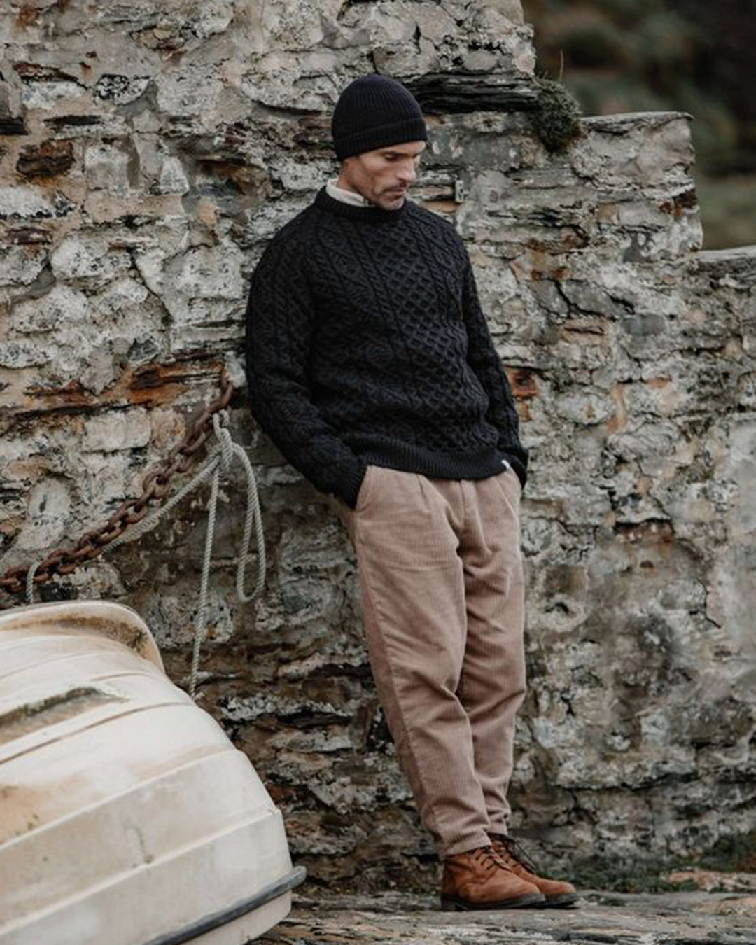 Hudson Aran Jumper in Navy