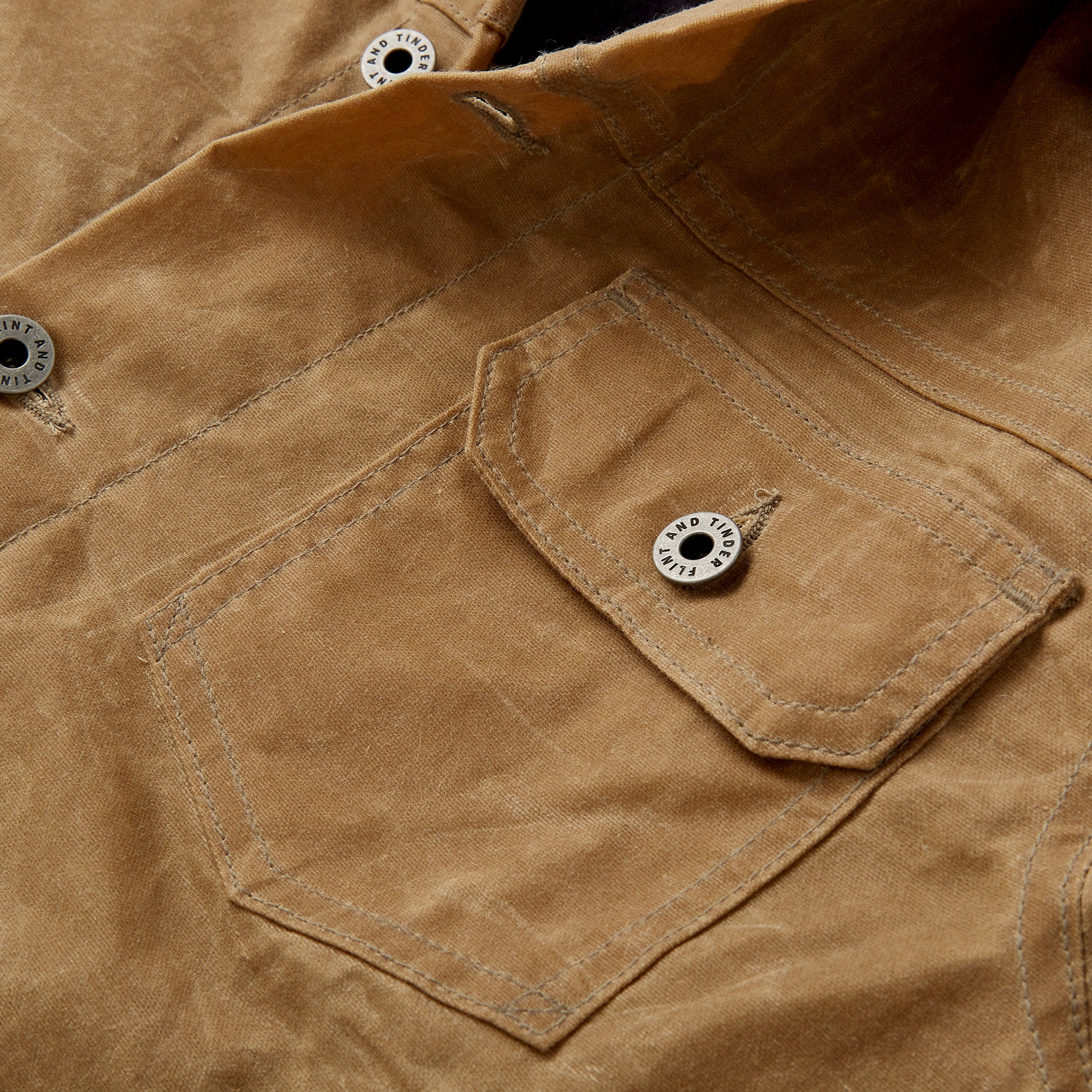 Flannel-Lined Waxed Trucker Jacket in Field Tan