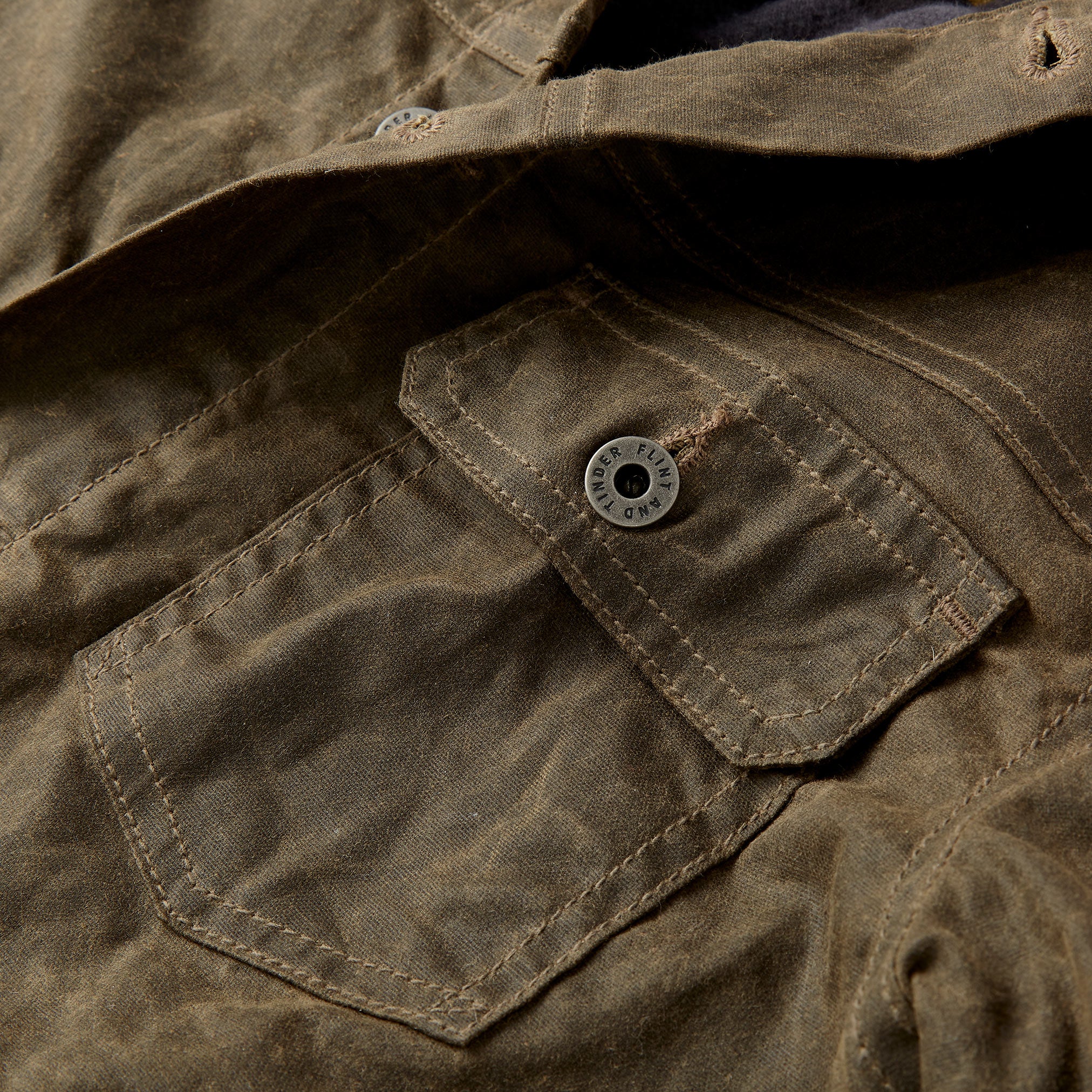 Flannel-Lined Waxed Trucker Jacket in Forest