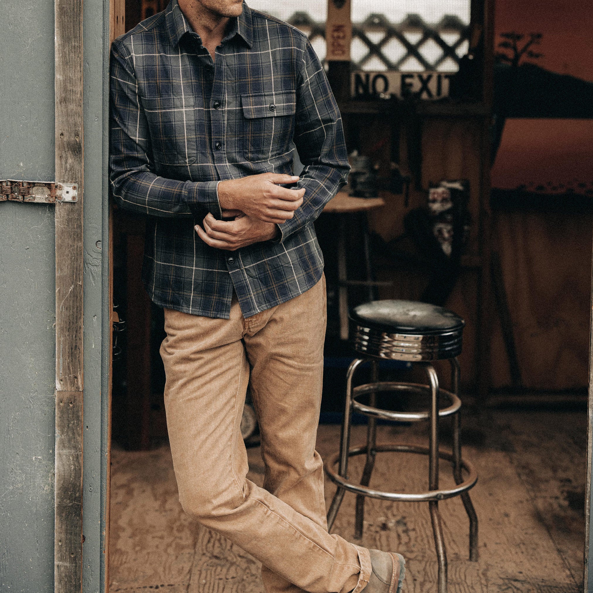 The Slim All Day Pant in Washed Tobacco Selvage