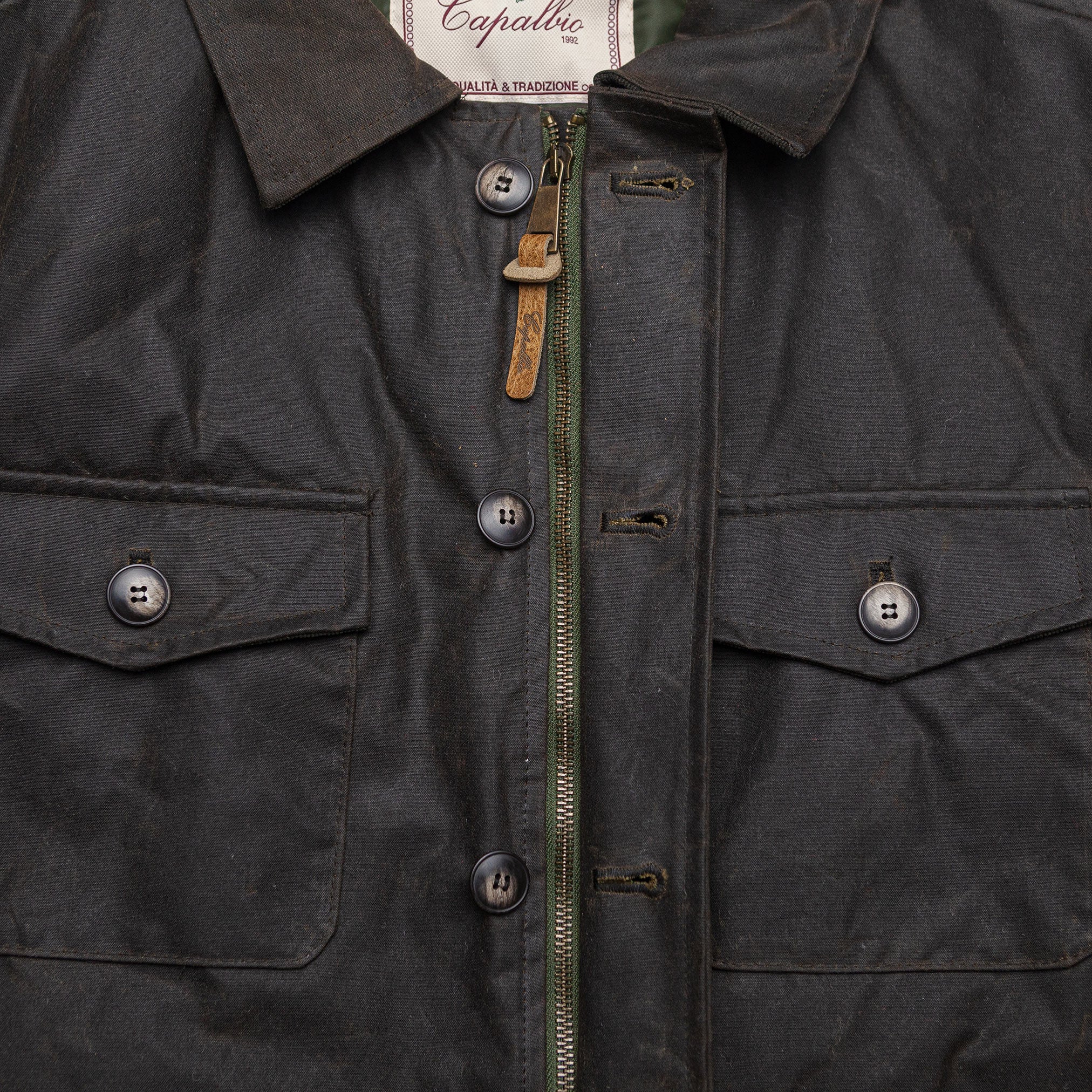 Lined Field Jacket in Waxed Olive