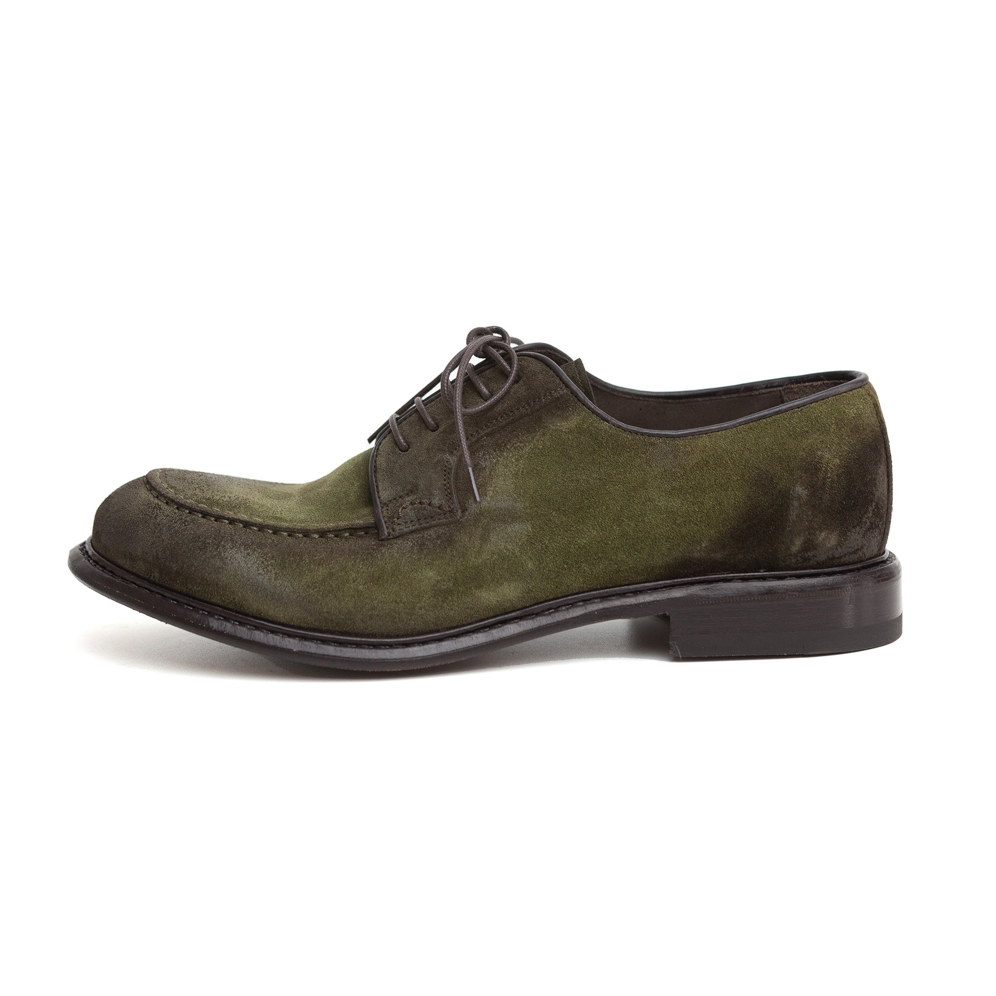 The Derby Shoe in Olive Suede