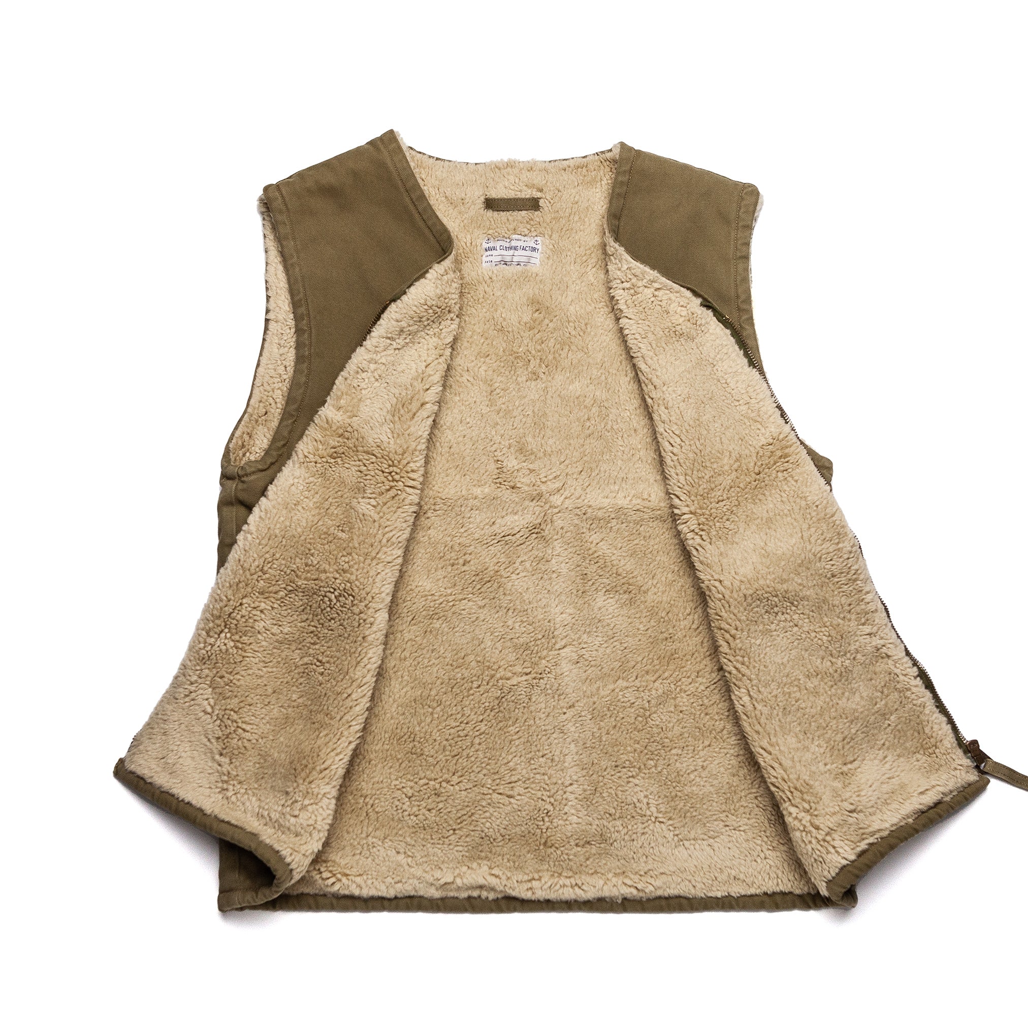 Lined Deck Vest in Olive Canvas