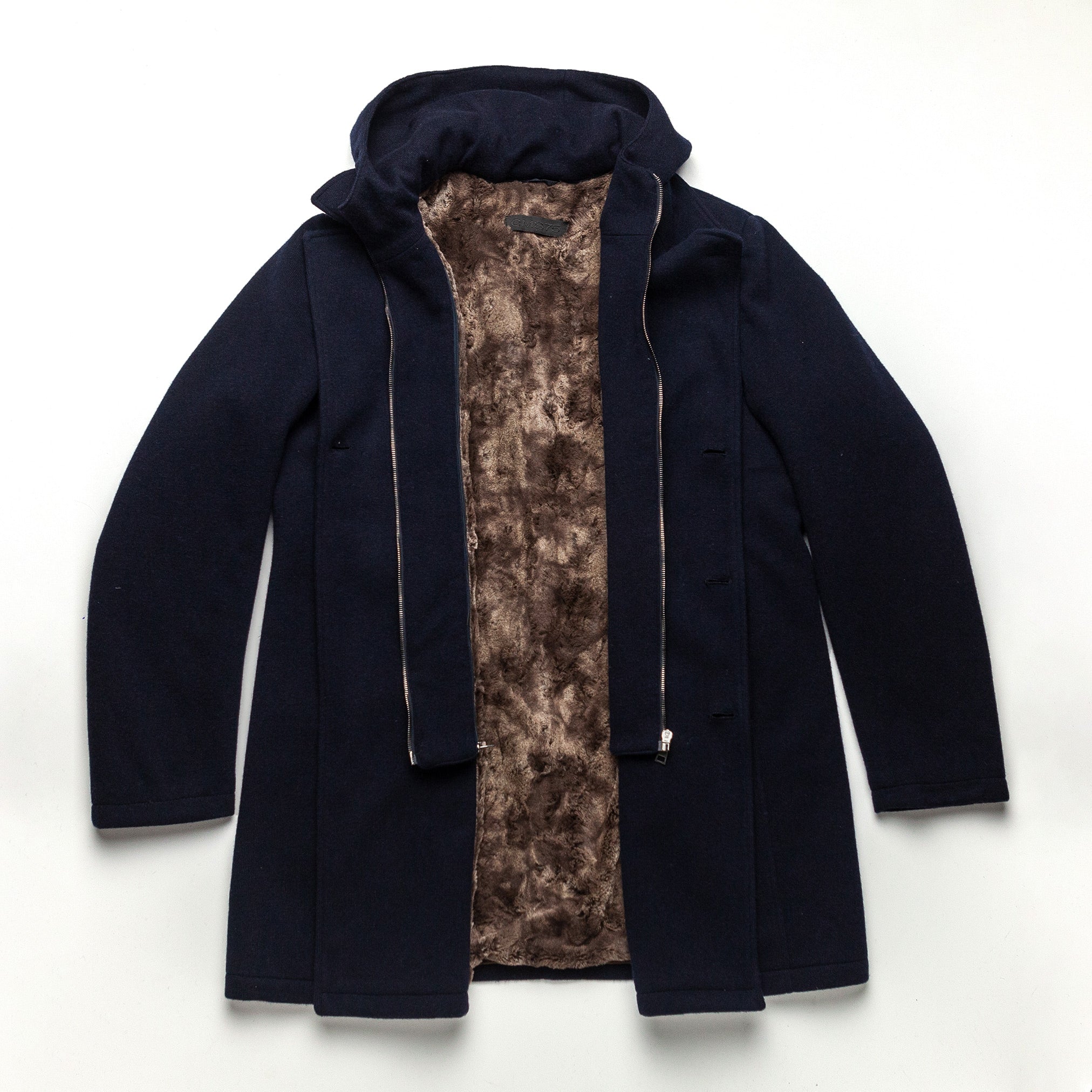 Lined Peacoat with Hood in Navy