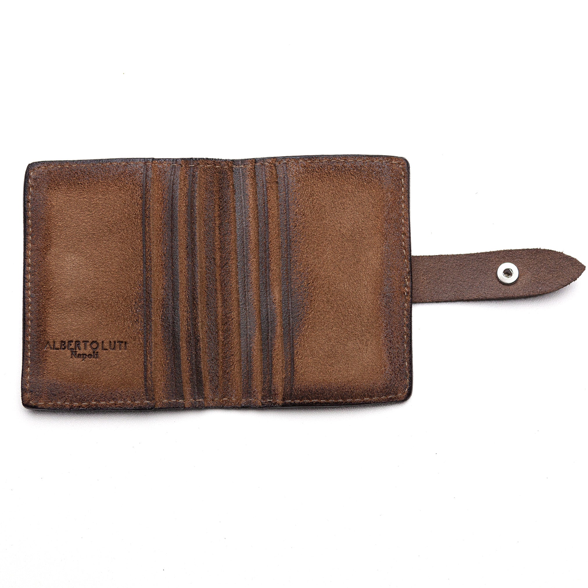 Tobacco Leather Card Holder With Stud