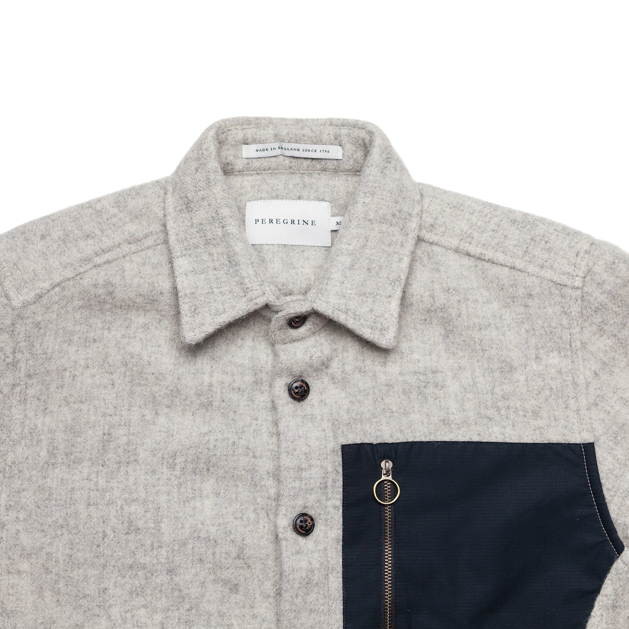 Over Shirt With Pocket Zip in Light Grey