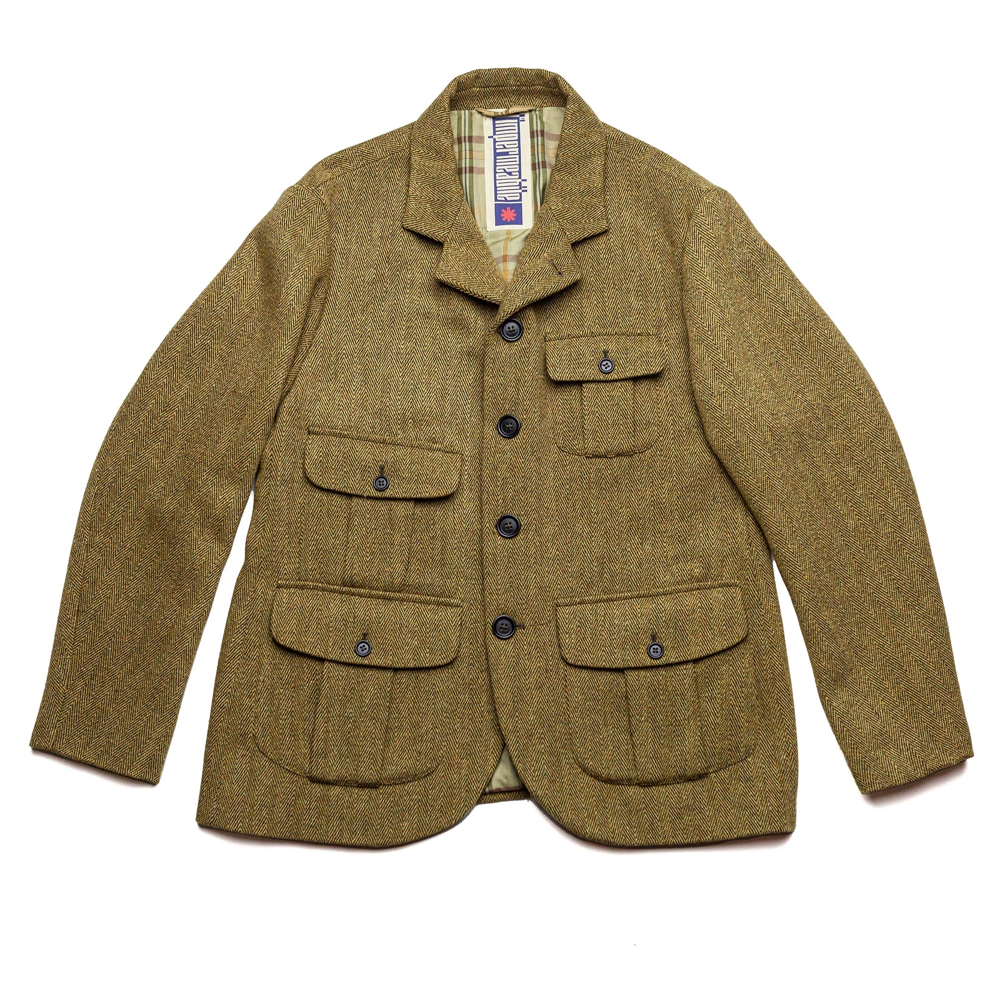 Tweed Herringbone Jacket in Olive — The Revive Club