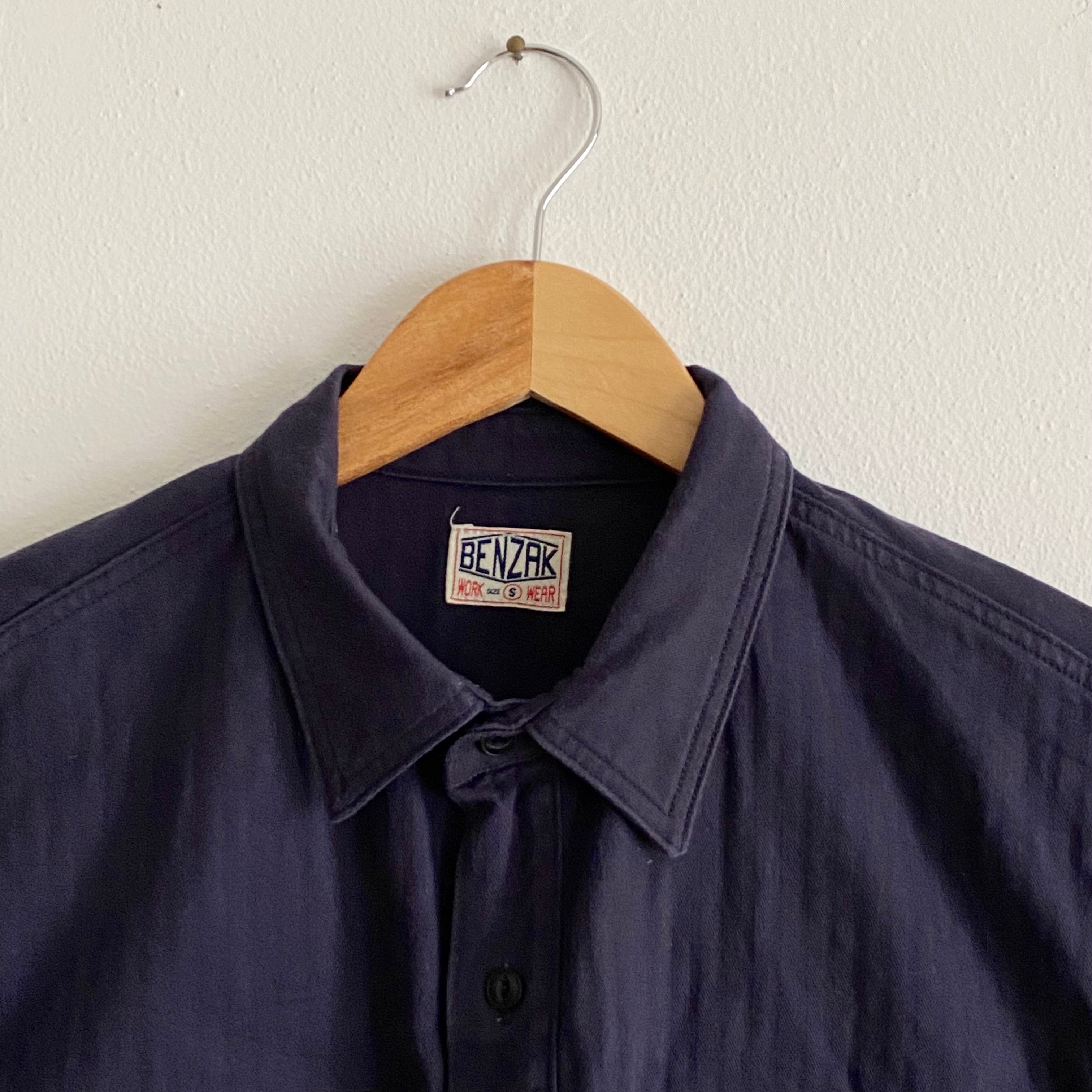 The BWS Shirt — Navy - S 01 Club Herringbone Work - Revive
