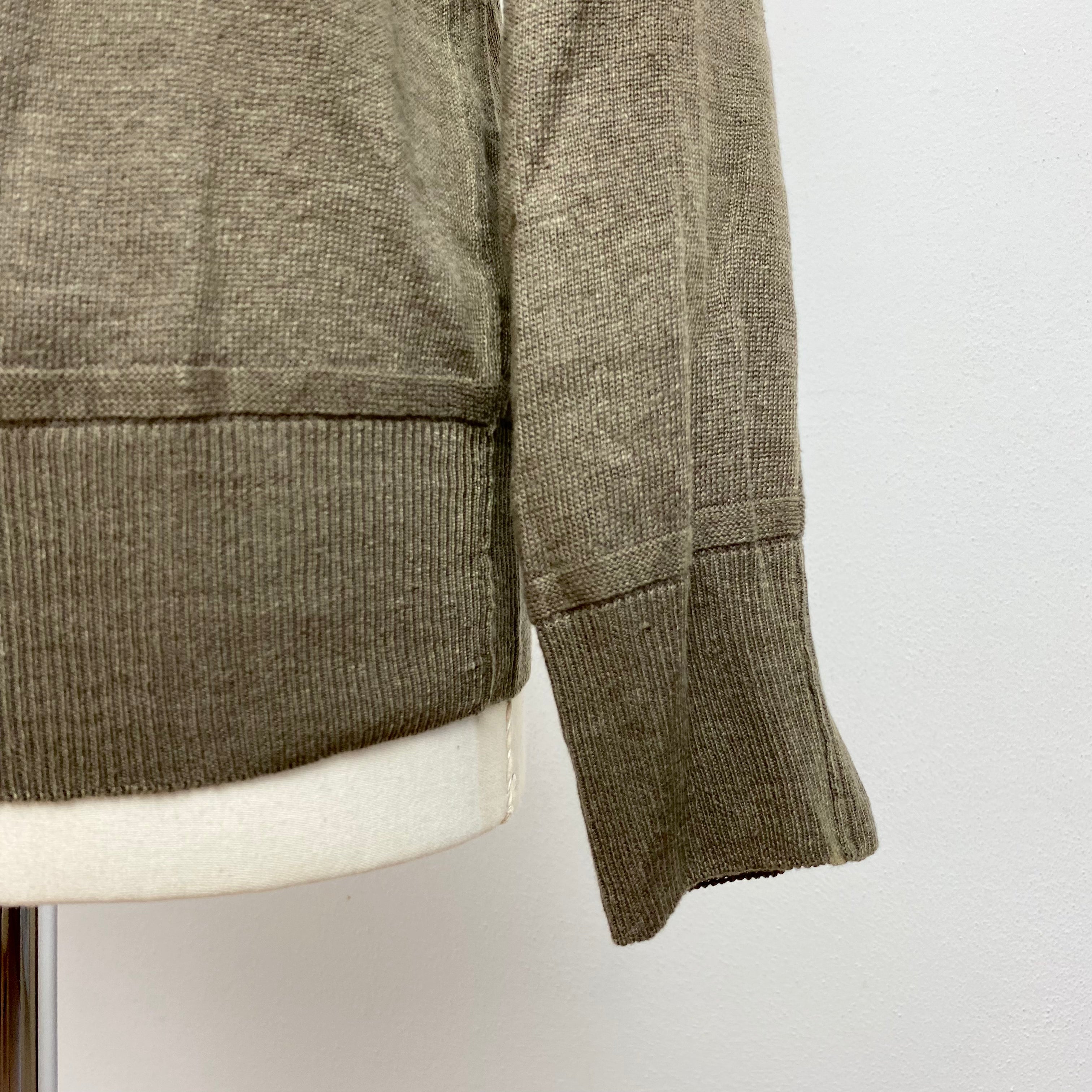 Linen V Neck Sweater Taupe - III/M