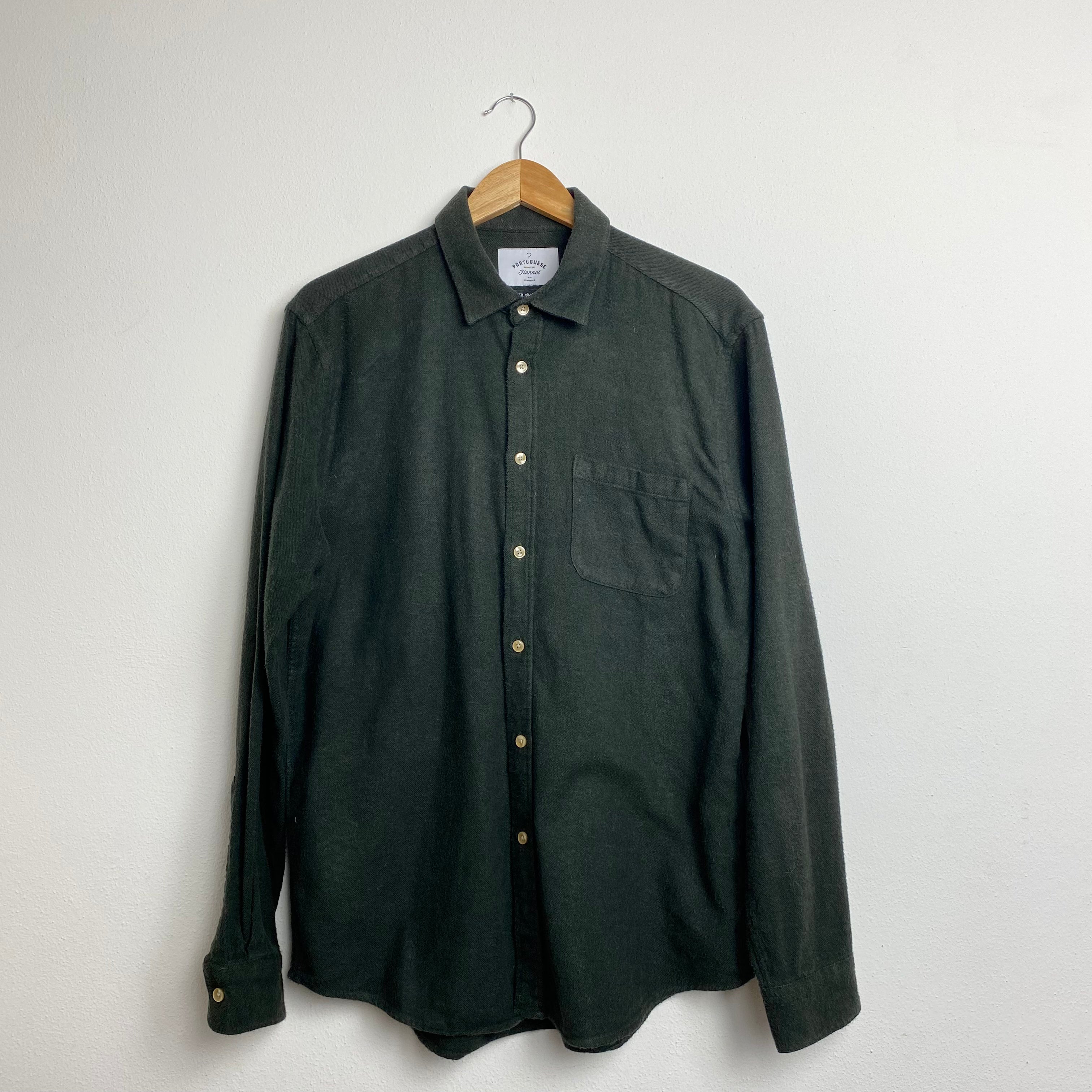 Green Flannel Shirt - L