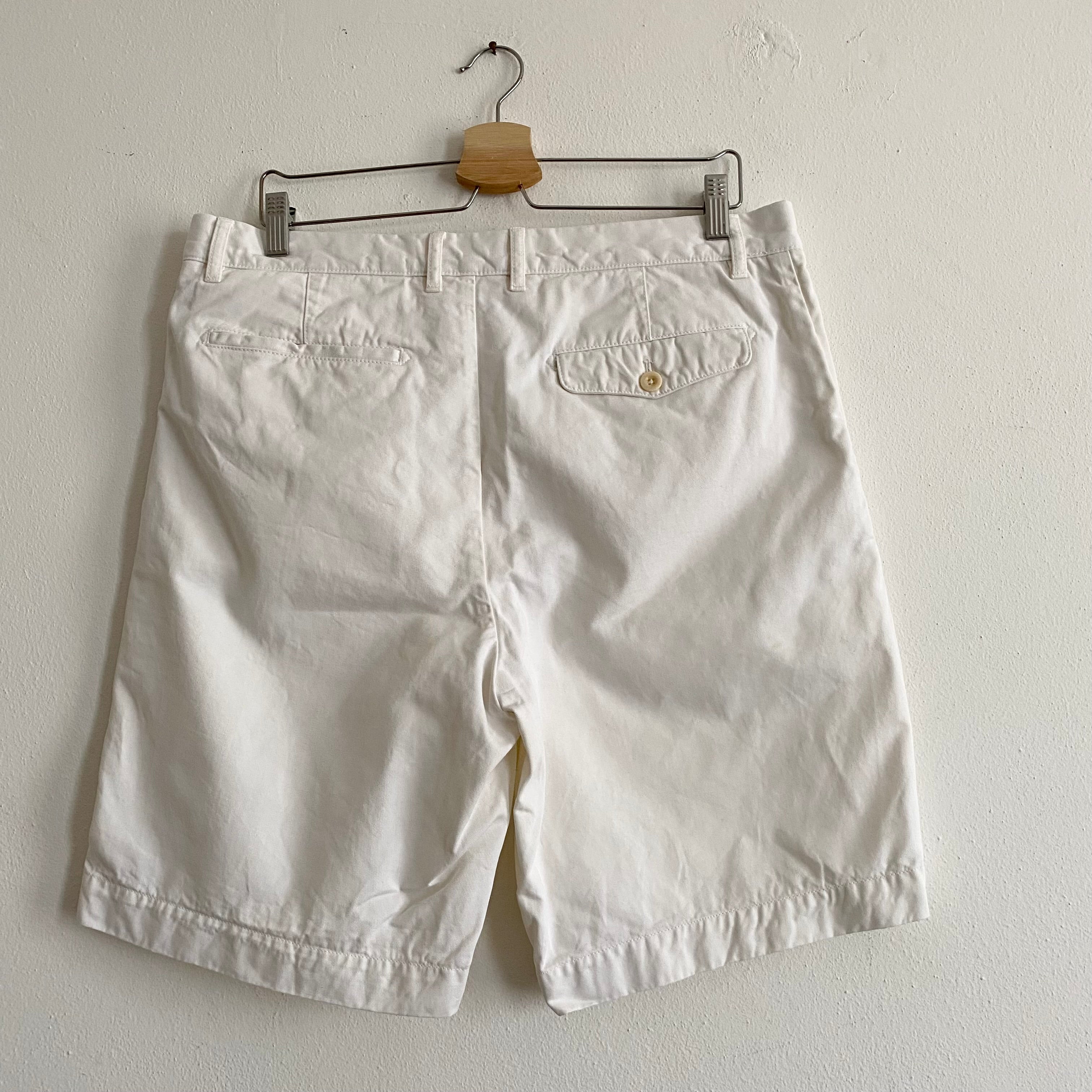 Garment- Dyed Cotton Twill Bermuda Shorts White - 34